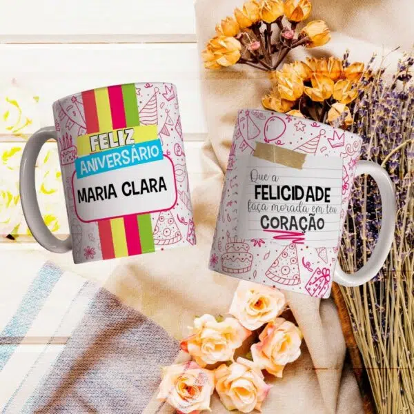 caneca de feliz aniversario