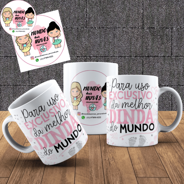 caneca dinda e madrinha e padrinho de casamento