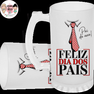 caneca de chopp de vidro jateada personalizada pai do ano