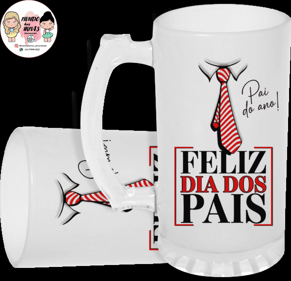 caneca de chopp de vidro jateada personalizada pai do ano